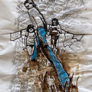 "Histoire de famille" : technique mixte sur papier de soie, 32 x 42 cm